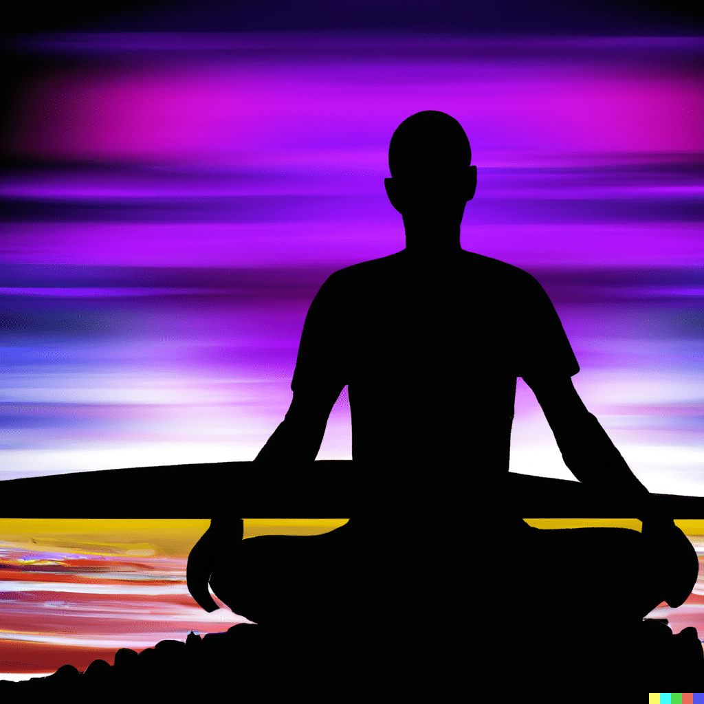 Animated image of a person which is doing meditation. Learn how to meditate as a beginner