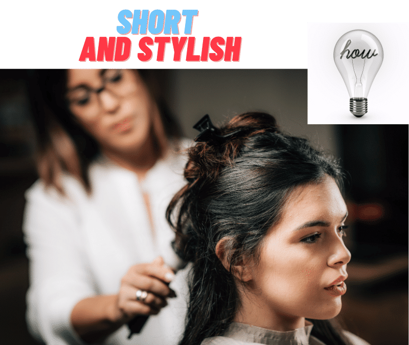 a lady is teaching a girl  How to Style Short Hair