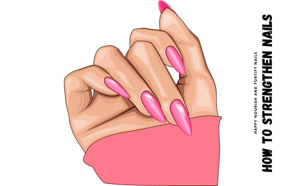 AN ILLUSTRATION OF A GIRL STRENGTHEN NAILS.