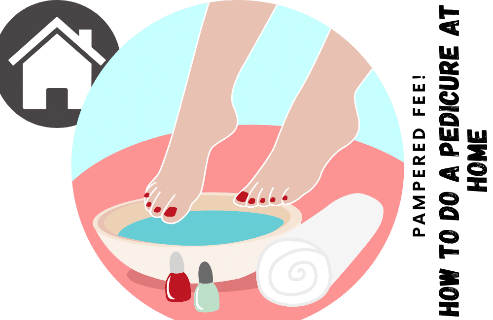 an illustration of a pampered feet having pedicure at home.