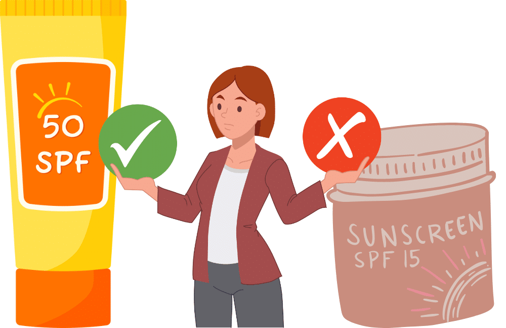 an illustration of a girl choosing a How to Choose the Right Sunscreen for Your Skin Type