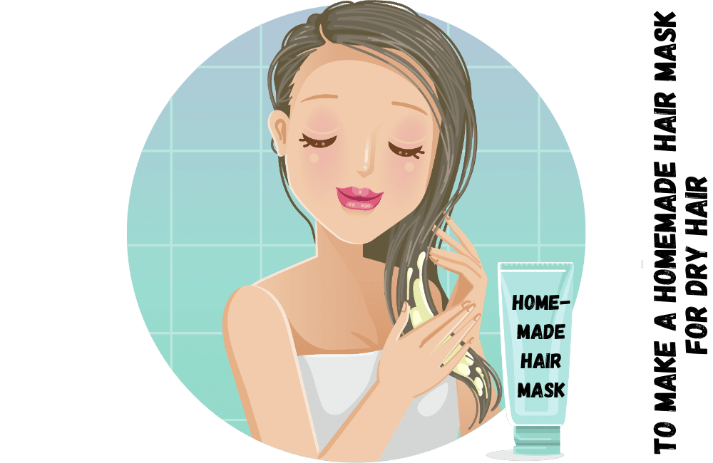 An illustration of a girl applying a home made hair mask.
