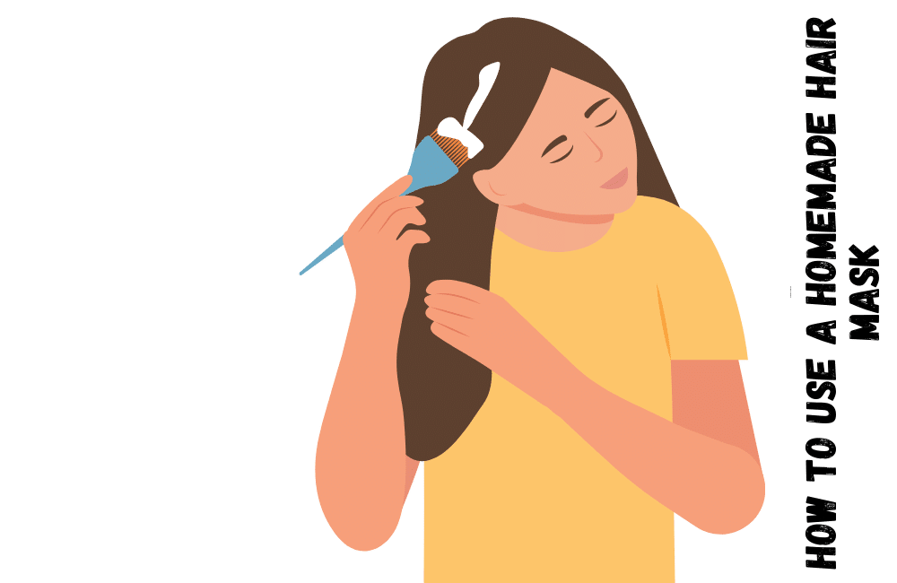 an illustration of a girl using a homemade hair mask.