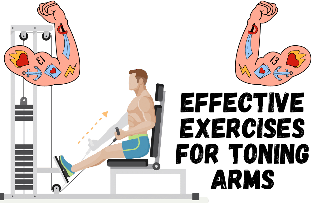 An illustration of a boy doing effective exercises for toning arms.