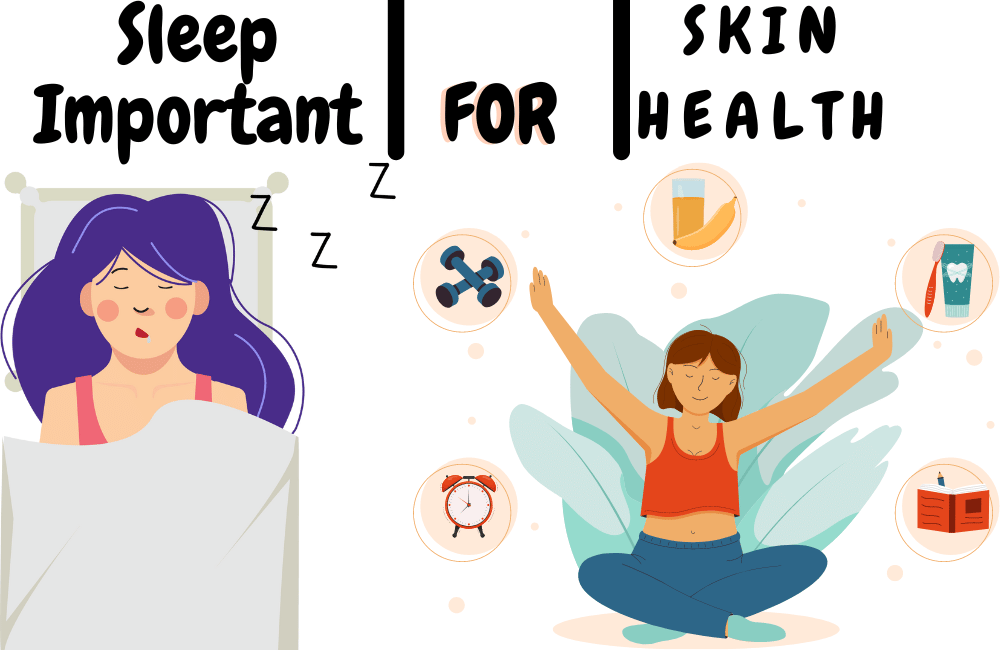 An illustration of a girl while sleeping and fascinating a good skin health.