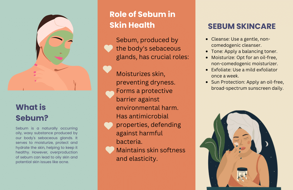 AN ILLUSTRATION OF THE ROLE OF SEBUM IN OILY SKIN.