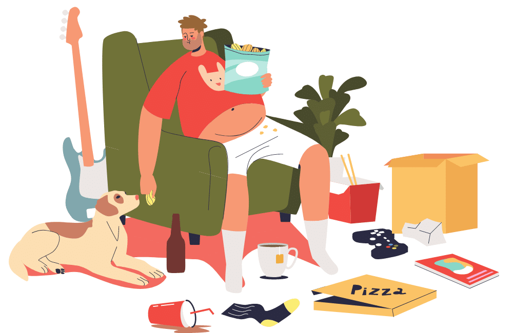 an illustration of a sedentary Lifestyle: physical health ramifications.