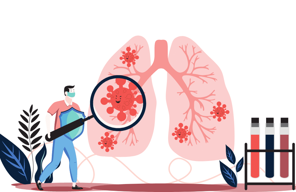 an illustration of a type of respiratory infections and reason for shortness of breath.