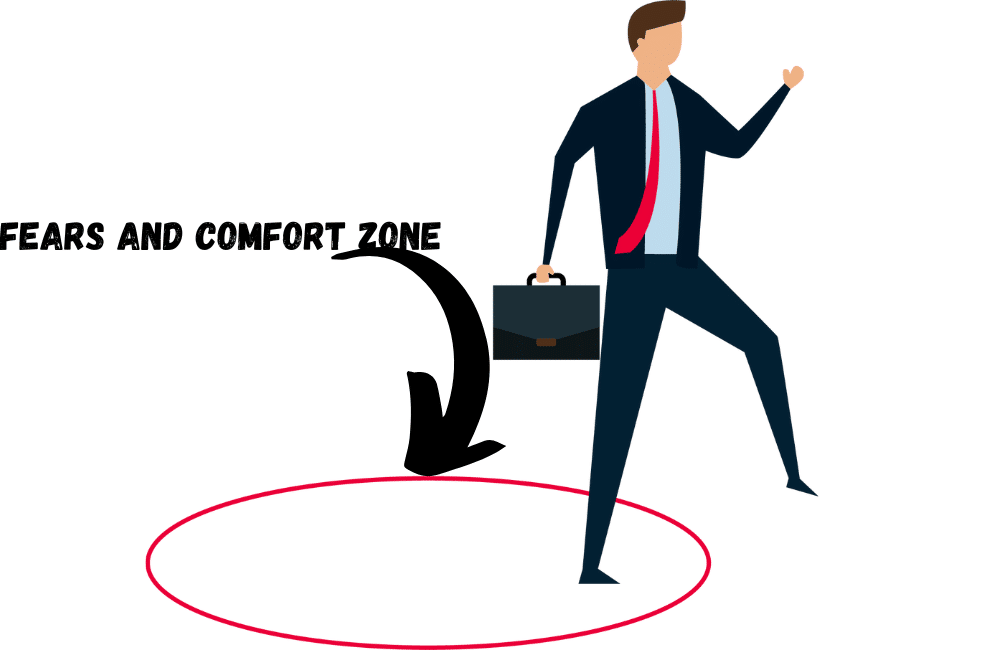 an illustration of a person Stepping Out of Fears and Comfort Zone.